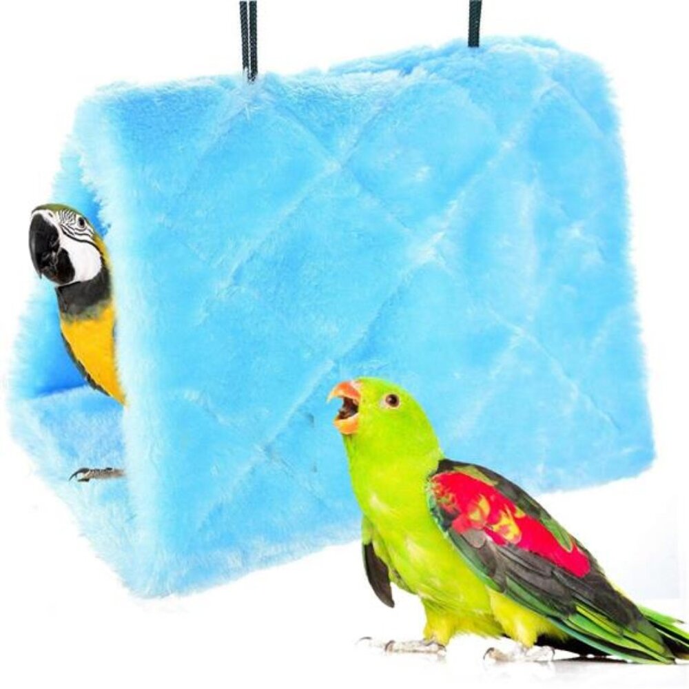 Winter Warm Bird Nest House Shed Hut Hanging Hammock Finch Cage Plush Fluffy